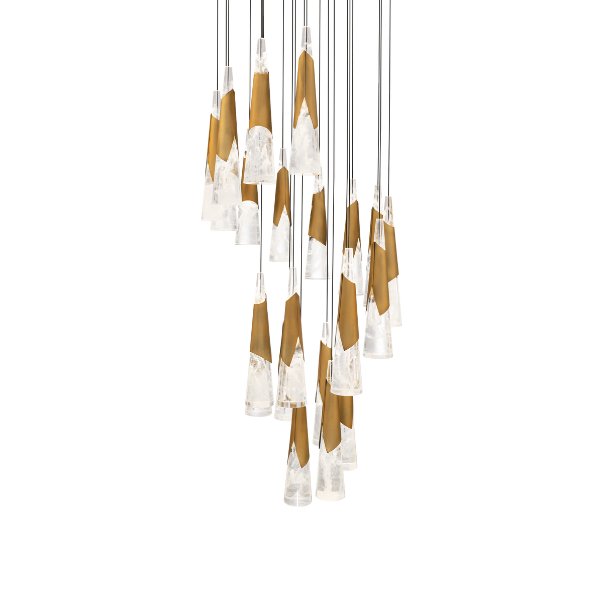 Kilt 21-Light Round Multi Pendant - Aged Brass