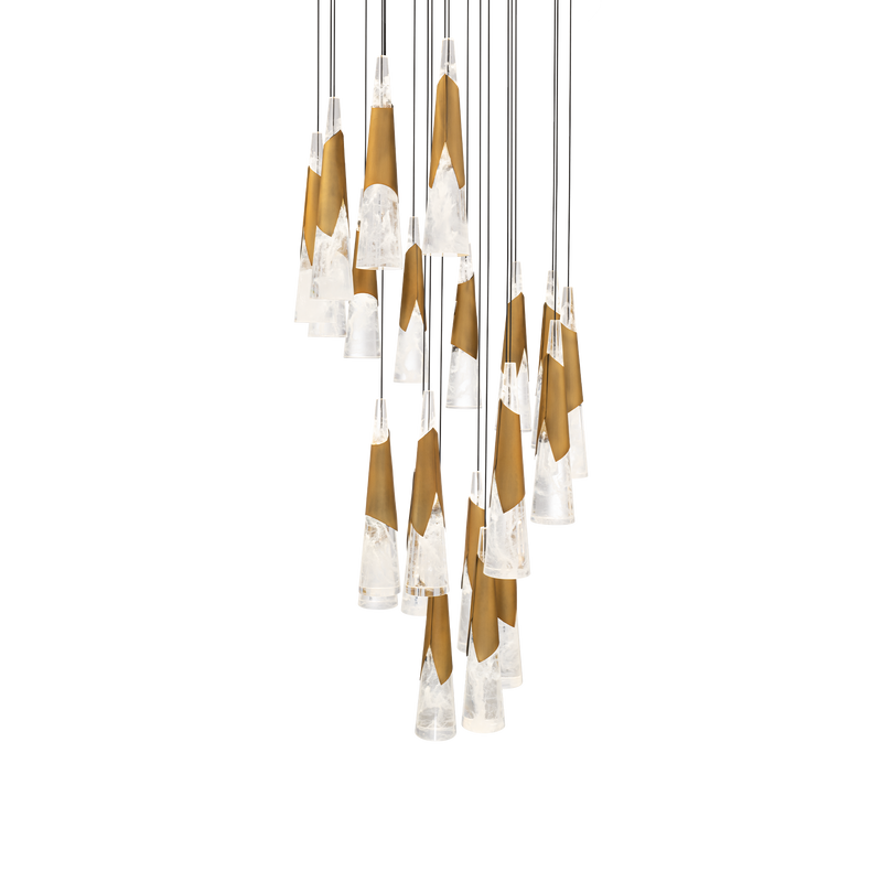 Kilt 21-Light Round Multi Pendant - Aged Brass