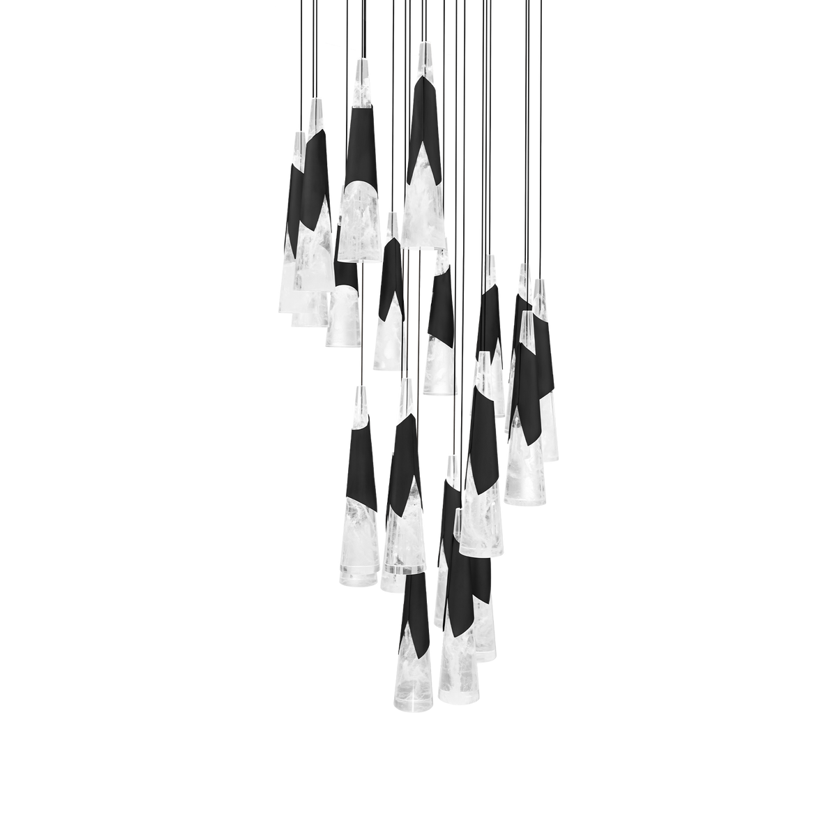 Kilt 21-Light Round Multi Pendant - Black