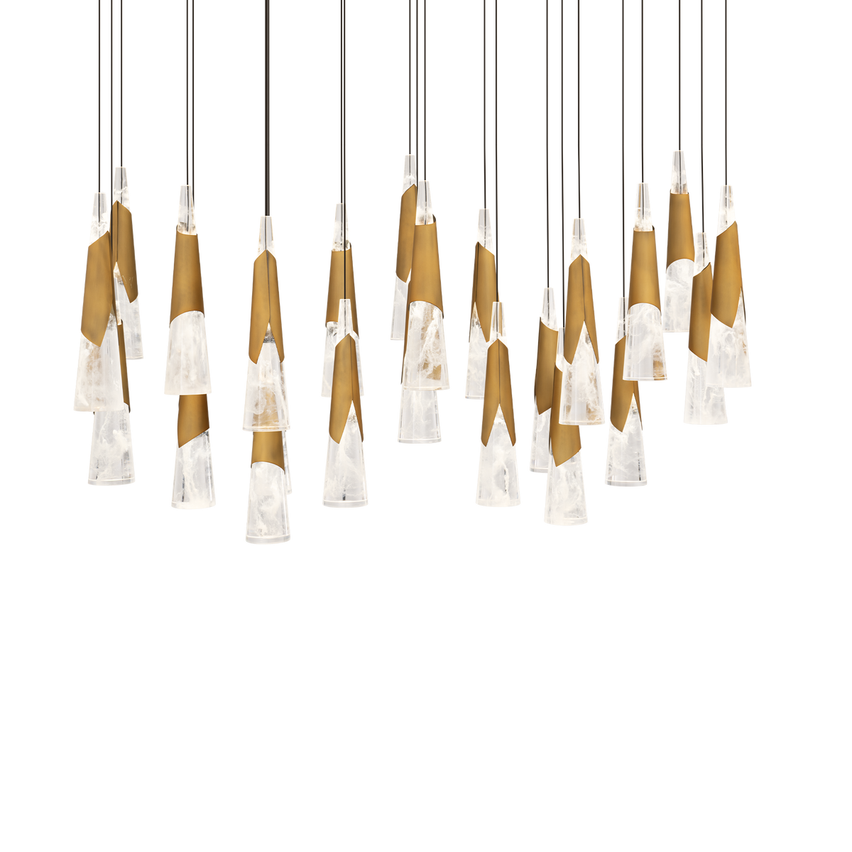 Kilt 23-Light Linear Multi Pendant - Aged Brass