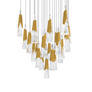 Kilt 25-Light Square Multi Pendant - Aged Brass