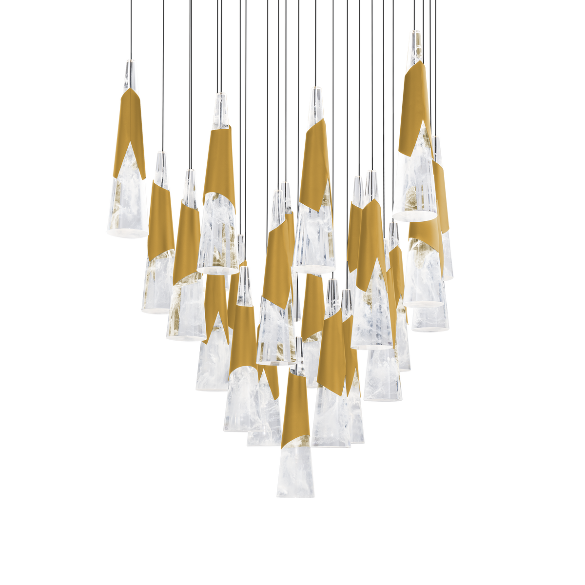 Kilt 25-Light Square Multi Pendant - Aged Brass