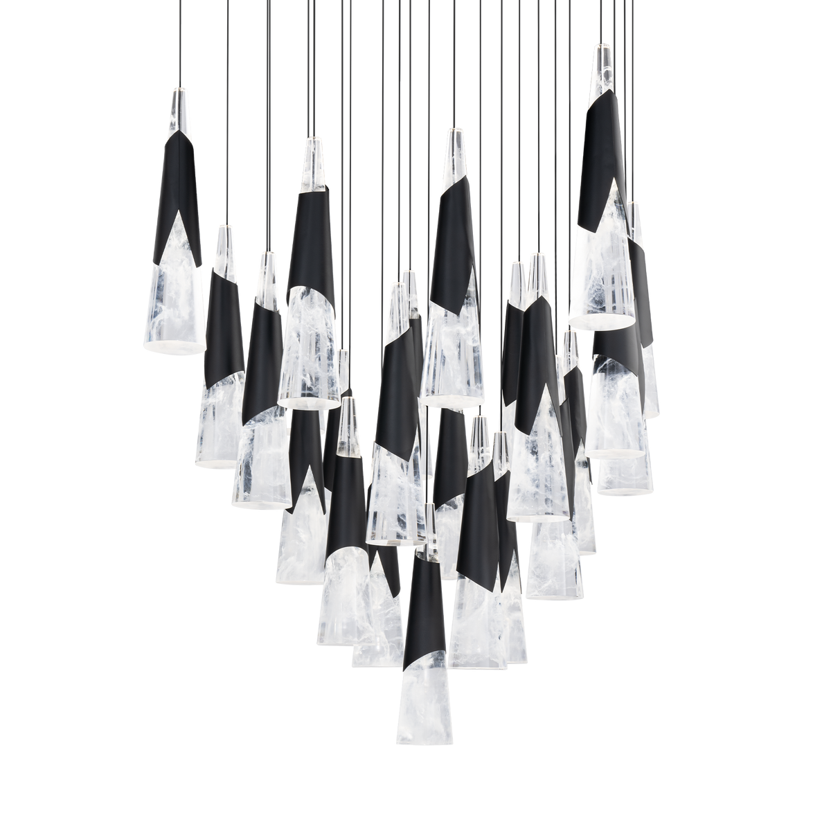 Kilt 25-Light Square Multi Pendant - Black
