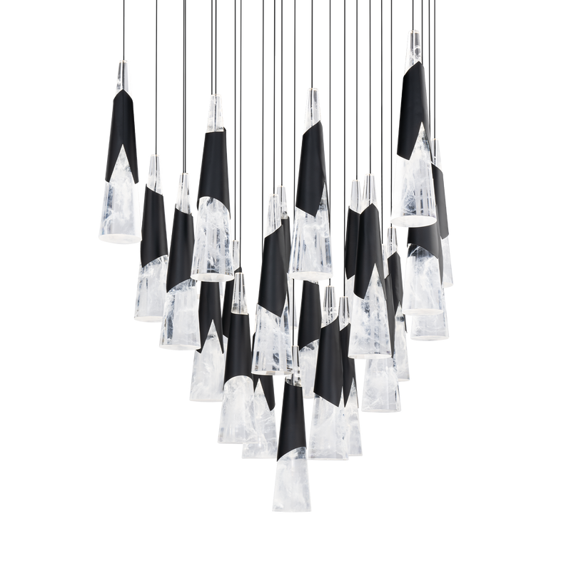 Kilt 25-Light Square Multi Pendant - Black