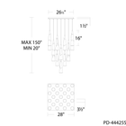 Kilt 25-Light Square Multi Pendant - Line Drawing