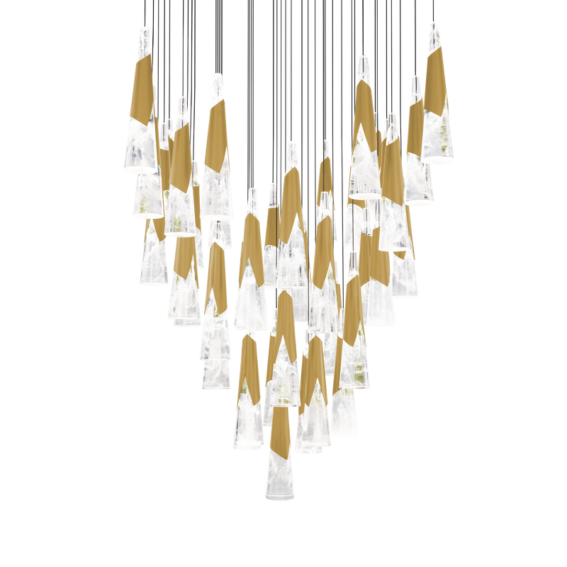 Kilt 41-Light Square Multi Pendant - Aged Brass