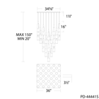 Kilt 41-Light Square Multi Pendant - Line Drawing