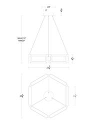 Mies Pendant 26in line drawing