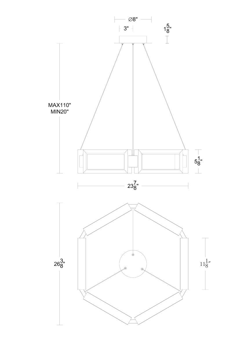 Mies Pendant 26in line drawing