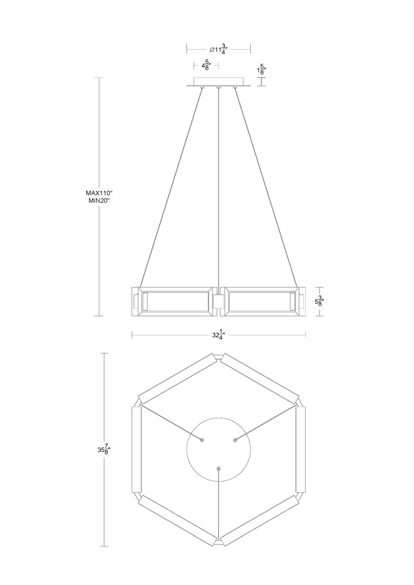 Mies Pendant 35in line drawing