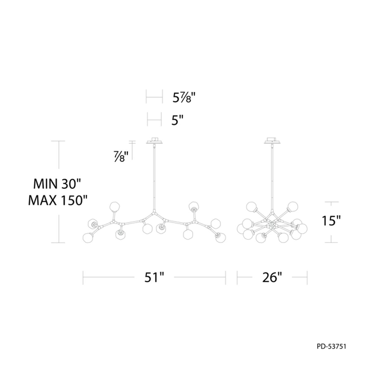 Catalyst 10 Light Pendant Line Drawing