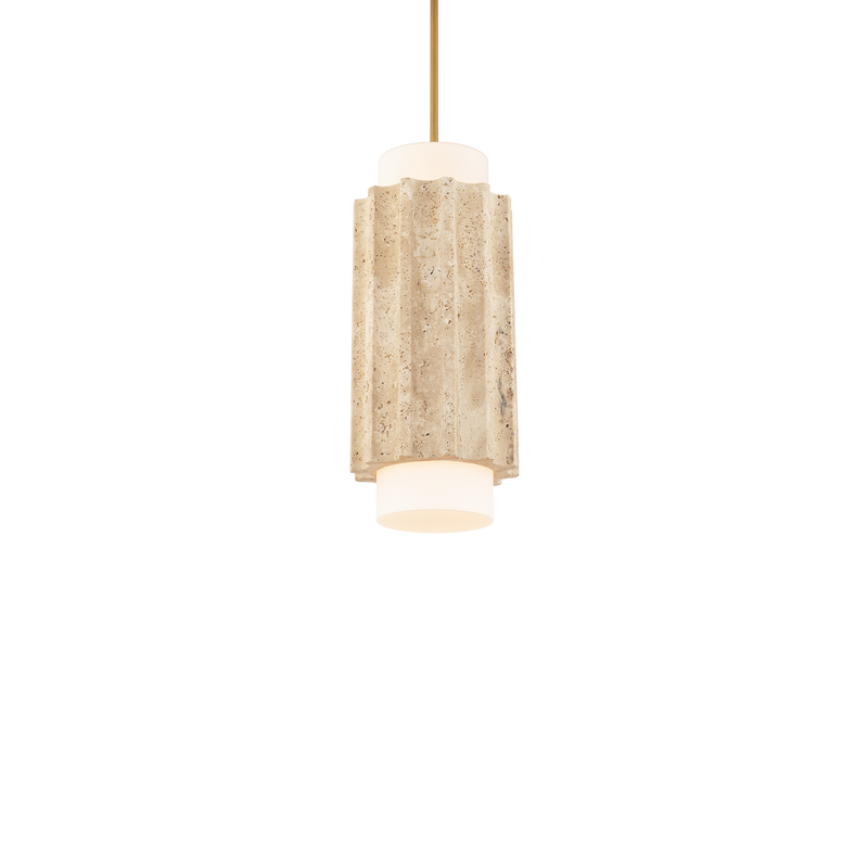 Caviar Mini Pendant Beige Travertine/Aged Brass