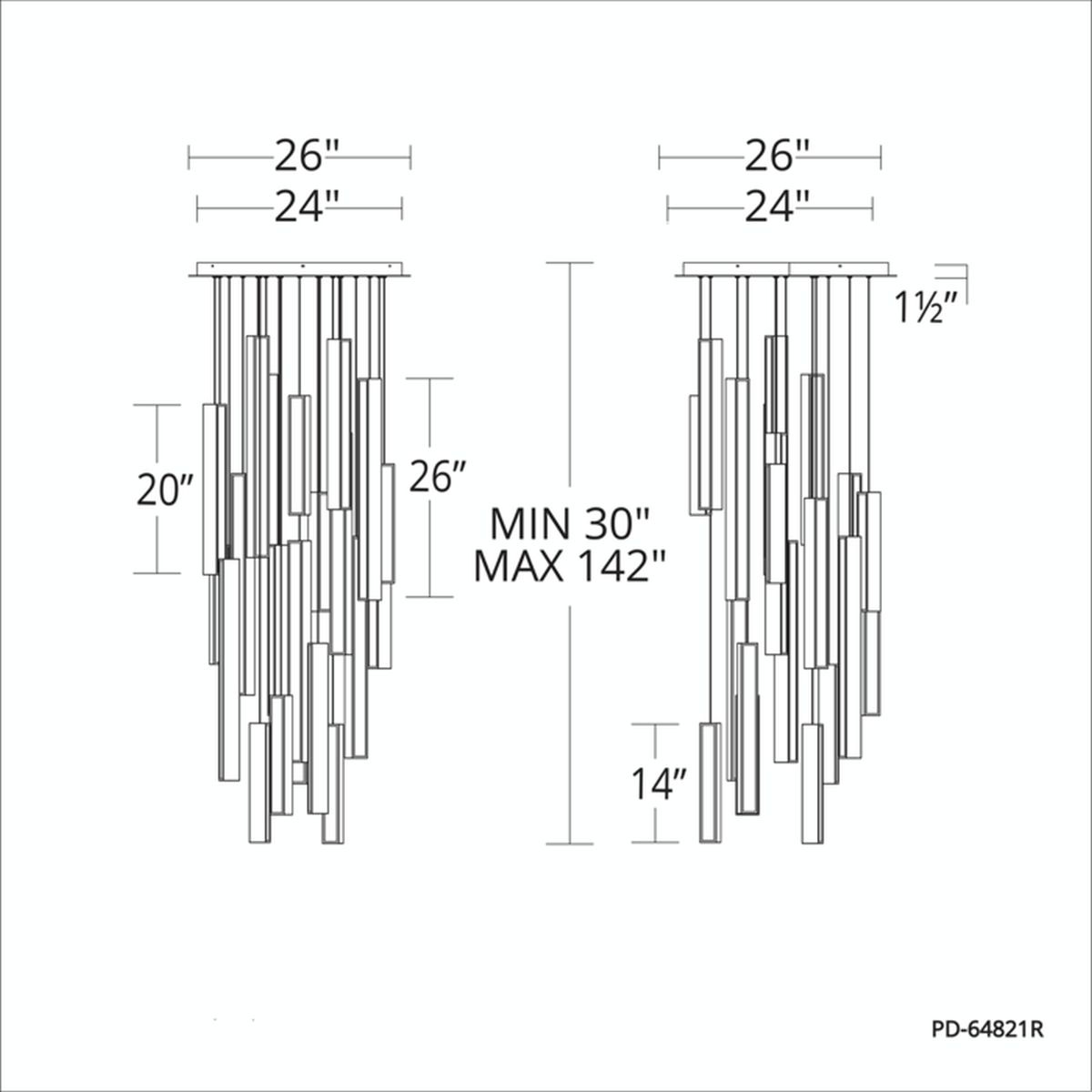 Chaos 21 Light Round Pendant Line Drawing