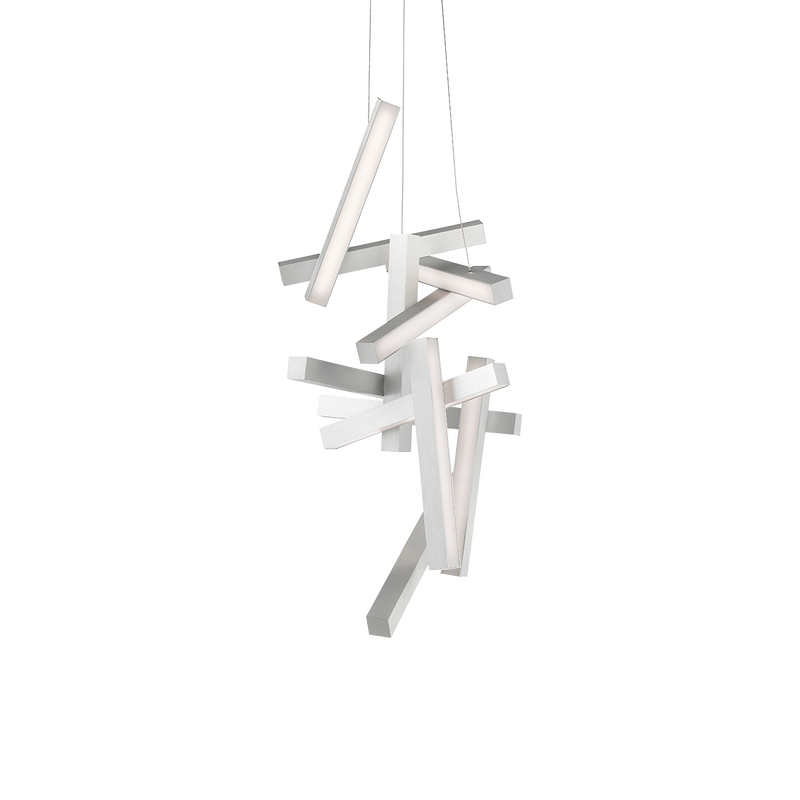 Chaos Vertical Linear Pendant 49in Brushed Aluminum