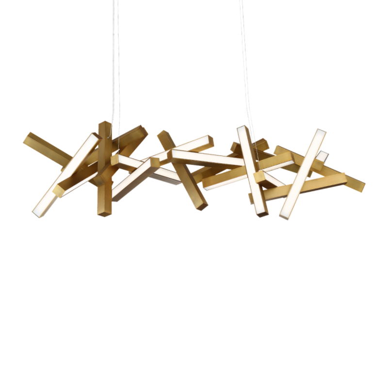 Chaos Horizontal Linear Pendant 72in Aged Brass