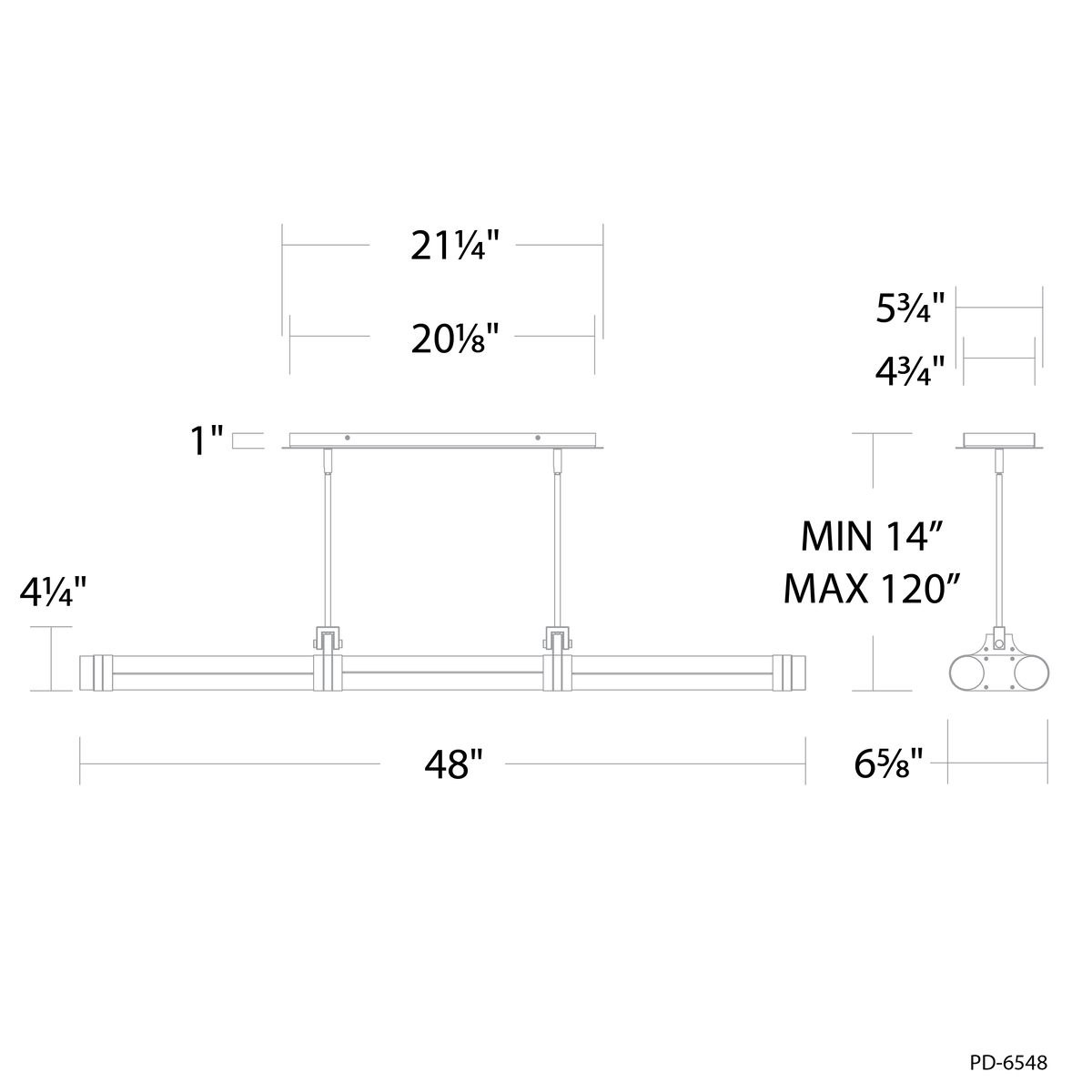 Catania Linear Pendant Line Drawing