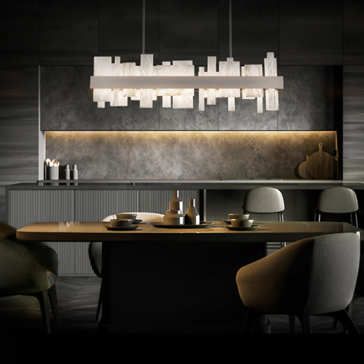 Acropolis Alabaster Pendant - Brushed Nickel