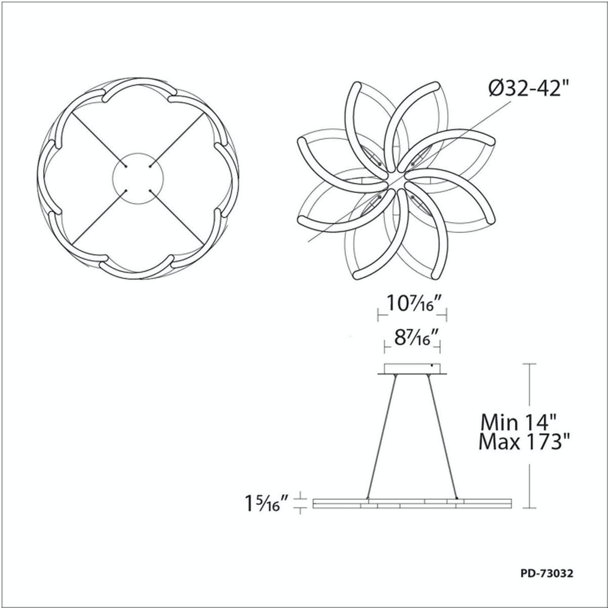 Bloom Retractable Pendant - Line Drawing
