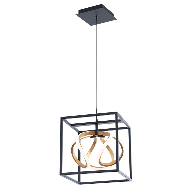 Sinclair 10in Mini Pendant - Black/Gold Leaf
