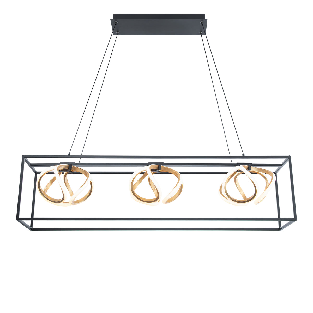 Sinclair 42in Linear Pendant - Black/Gold Leaf