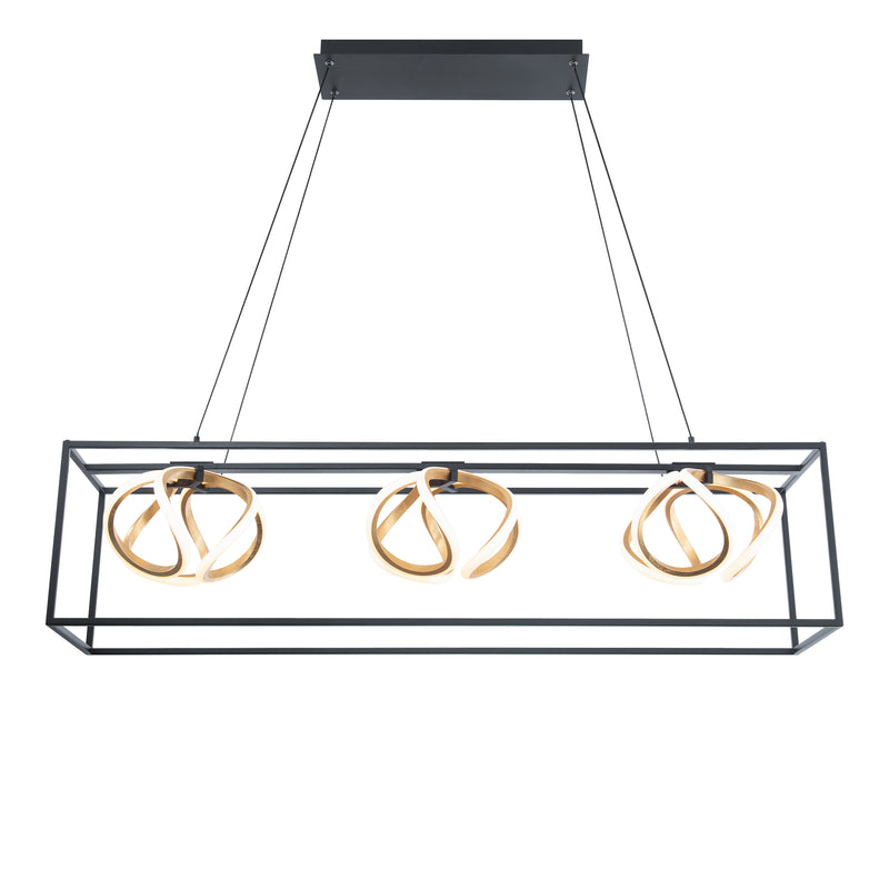 Sinclair 42in Linear Pendant - Black/Gold Leaf