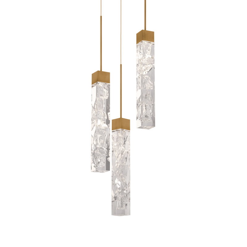 Minx 3 Light Round Pendant - Aged Brass