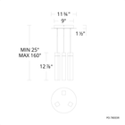 Minx 3 Light Round Pendant line drawing