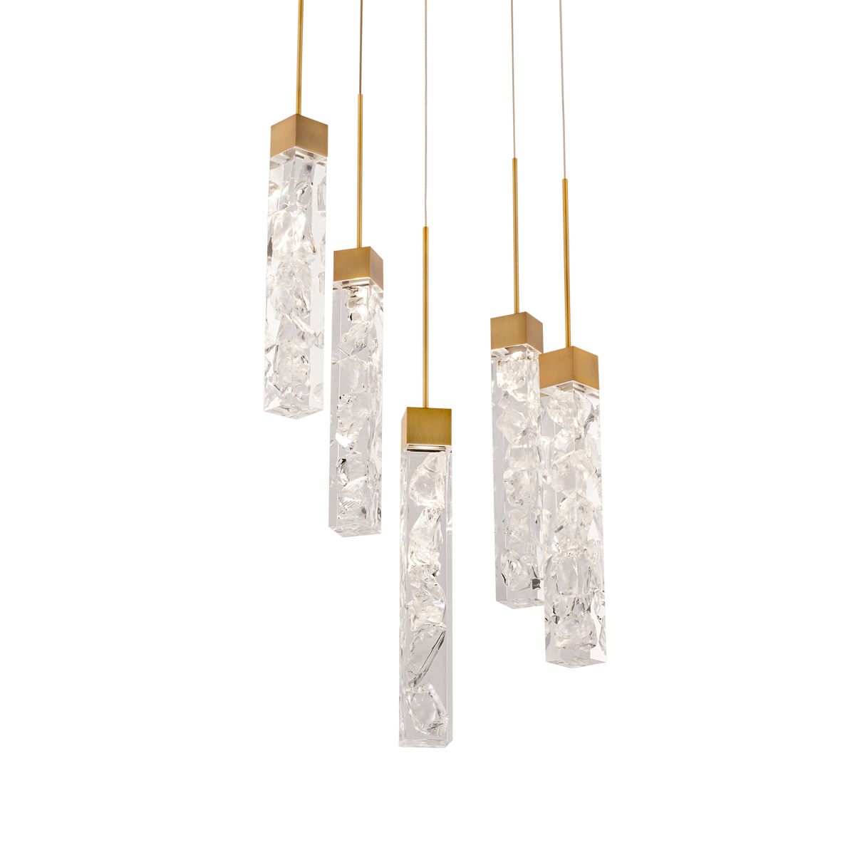 Minx 5 Light Round Pendant - Aged Brass
