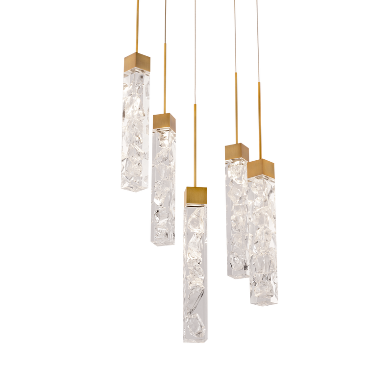 Minx 5 Light Round Pendant - Aged Brass