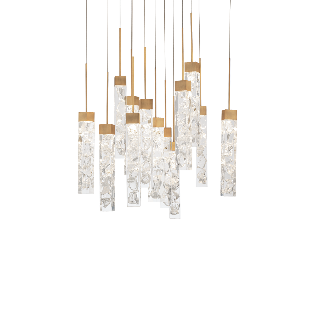 Minx 13LGT Square Multilight Pendant - Aged Brass
