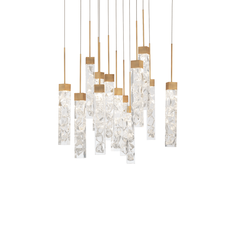 Minx 13LGT Square Multilight Pendant - Aged Brass