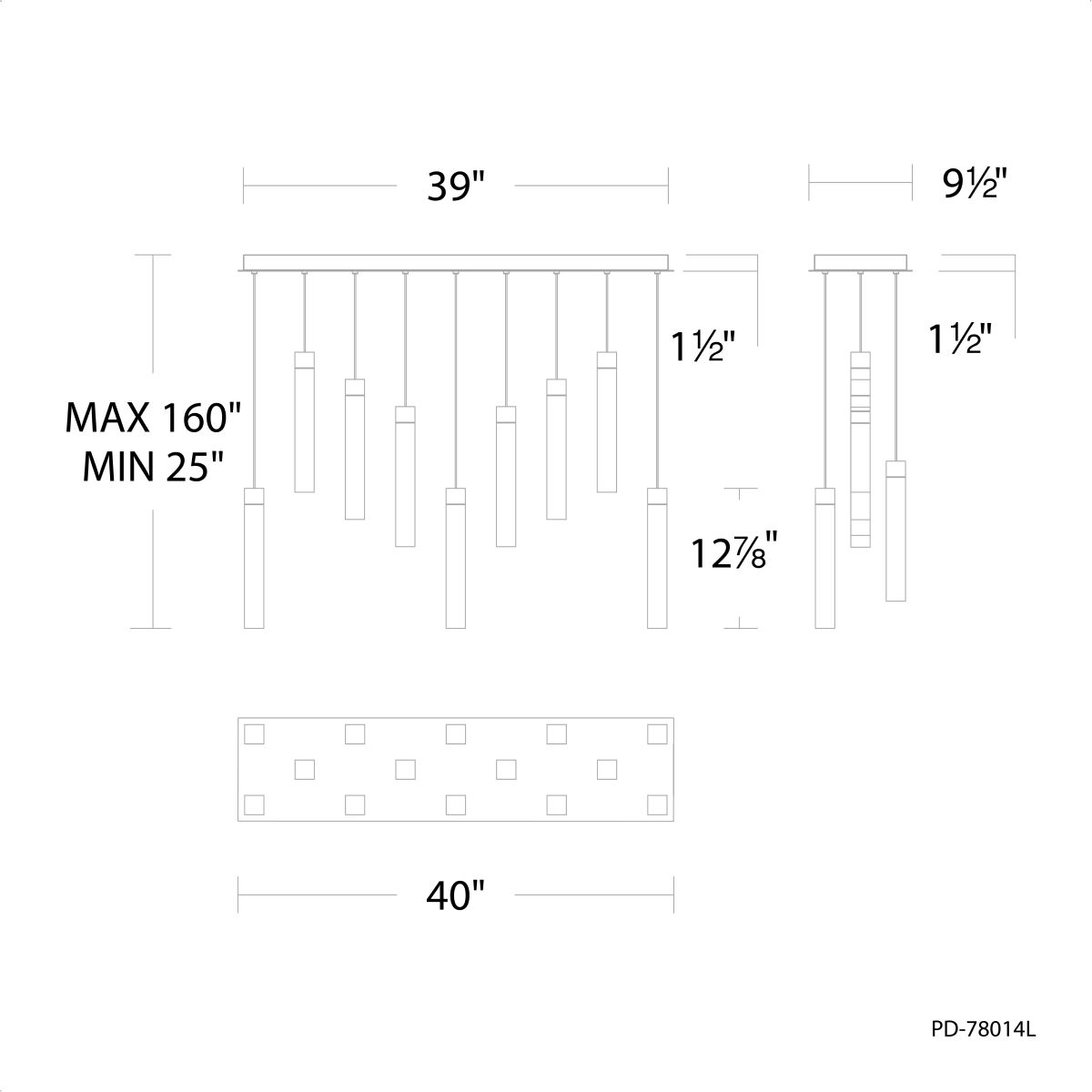 Minx 14LGT Linear Multilight Pendant line drawing