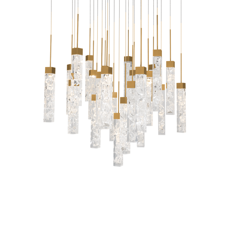 Minx 25LGT Square Multilight Pendant - Aged Brass