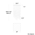 Minx 25LGT Square Multilight Pendant line drawing