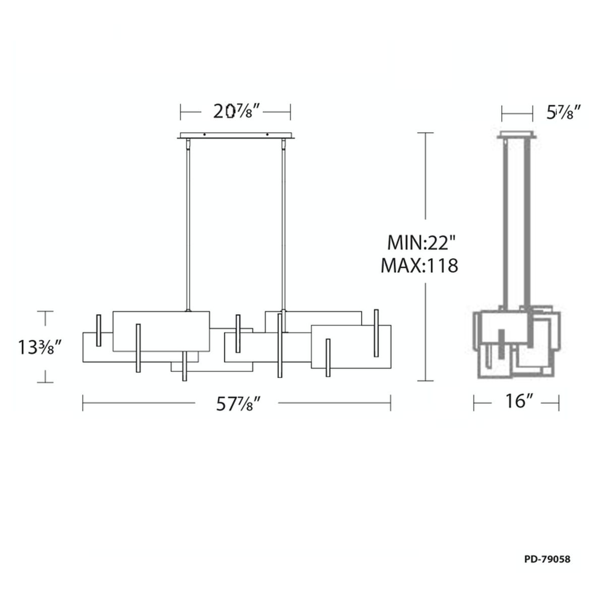 Amari Linear Pendant - dimensional drawing