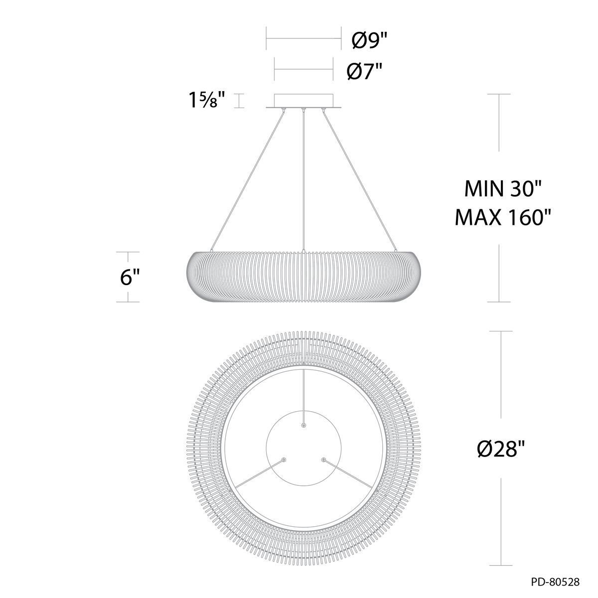 Lute Indoor Pendant - Line Drawing