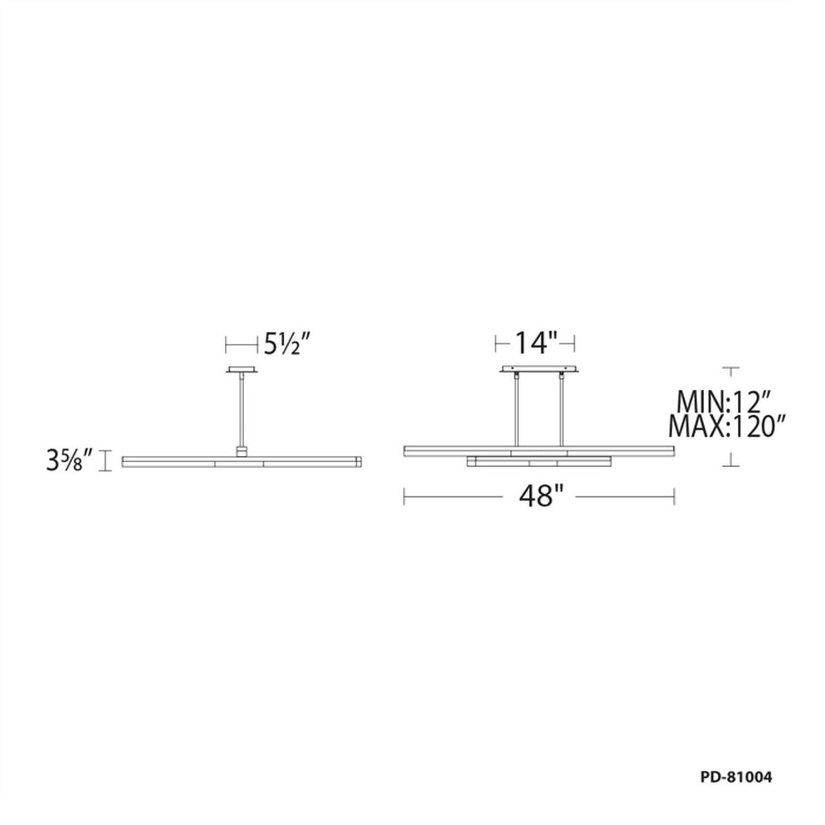 Minx 4LGT Rotatable Linear Pendant line drawing