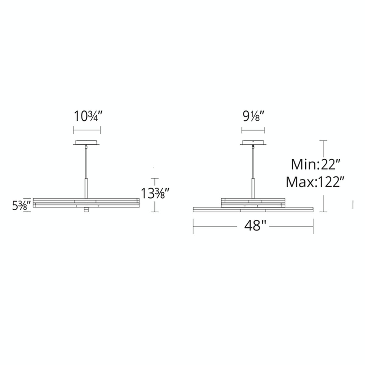 Minx 6LGT Rotatable Linear Pendant line drawing