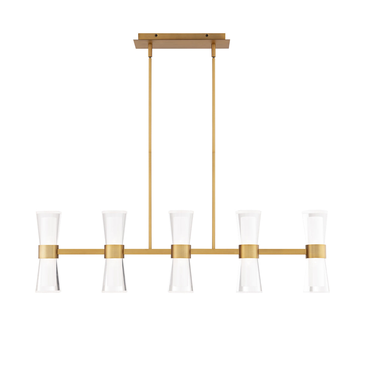 Hourglass 36in Linear Pendant - Aged Brass