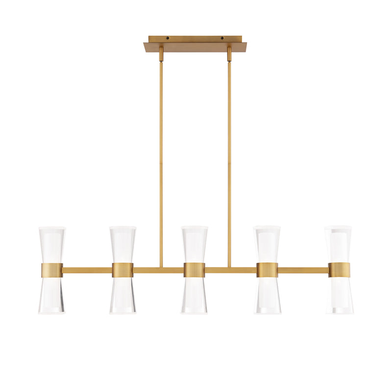 Hourglass 36in Linear Pendant - Aged Brass