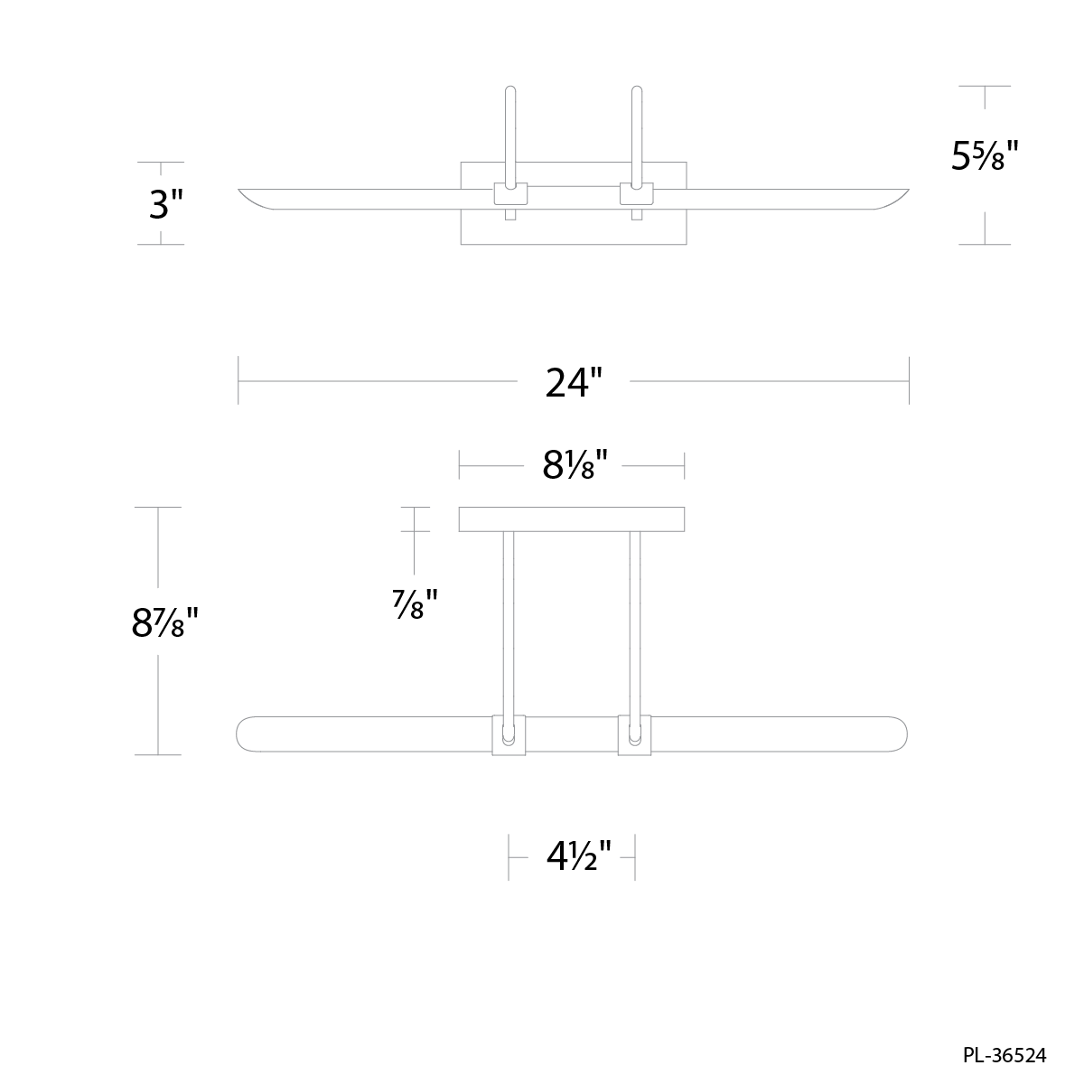 Ansel Picture Light 24in - dimensional drawing