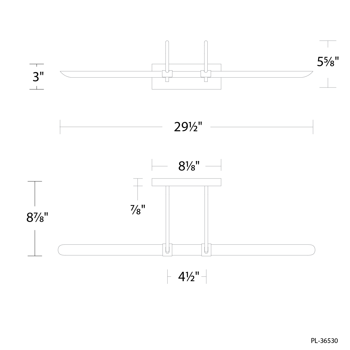 Ansel Picture Light 30in - dimensional drawing