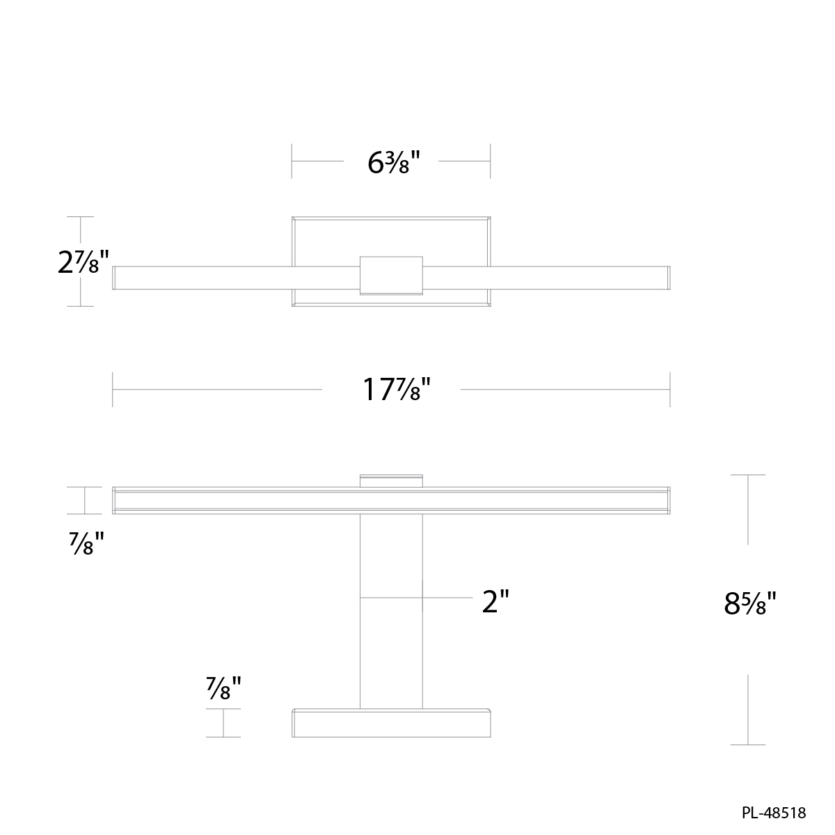 Inlet Picture Light 18in dimensions