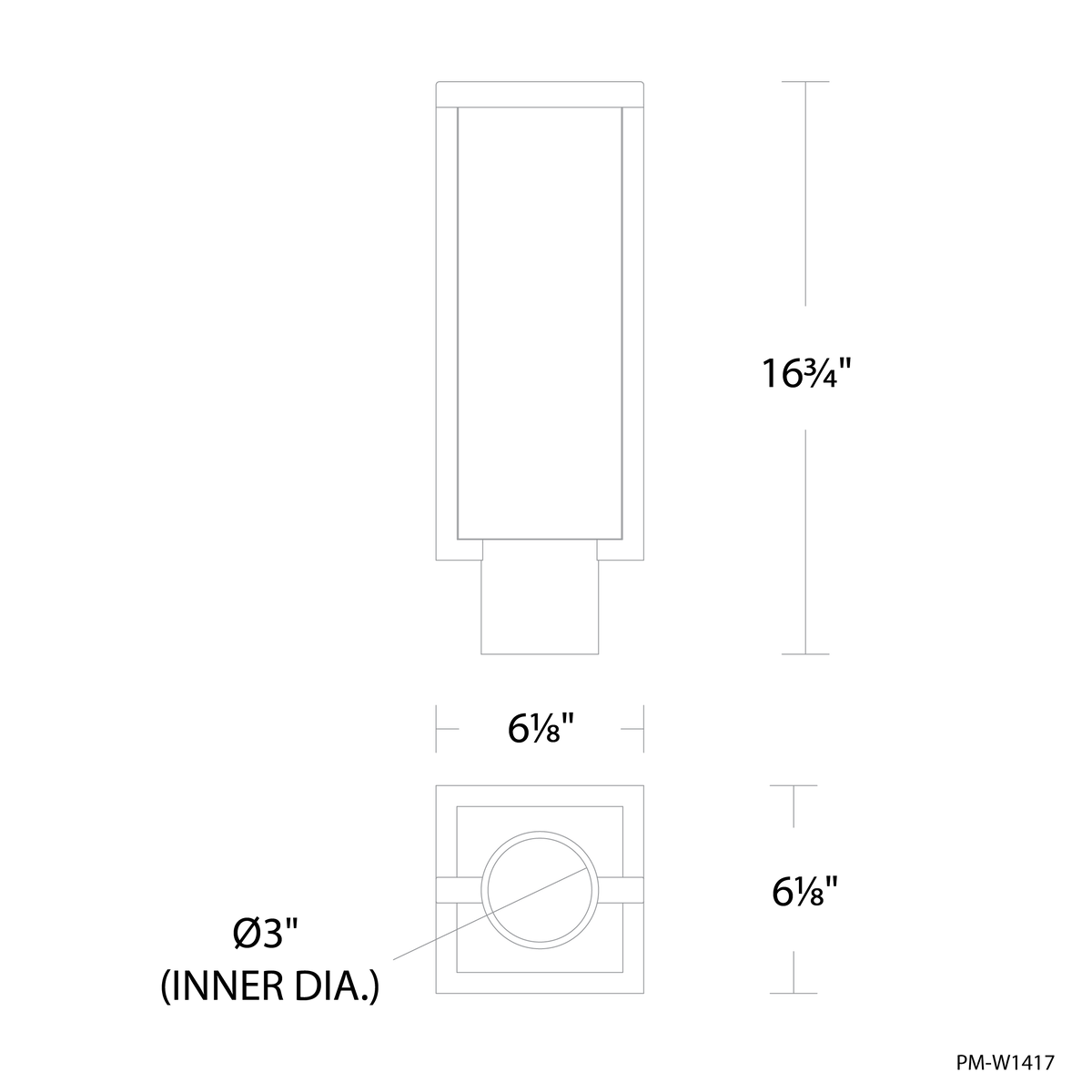 Ledge Post Mount - Line Drawing
