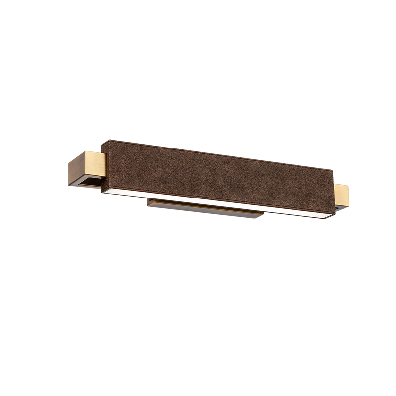 Kinsman Vanity/Wall Light - Brown Leather/Aged Brass
