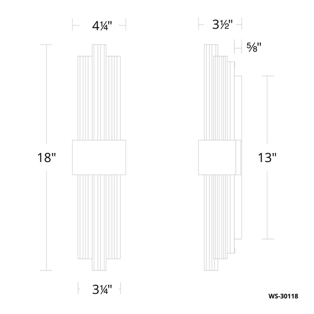 Luzerne Vanity/Sconce 18IN - Line Drawing