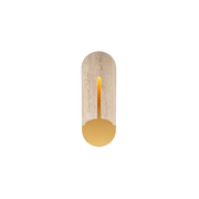 Clog Outdoor Sconce 16in Beige Travertine/Aged Brass