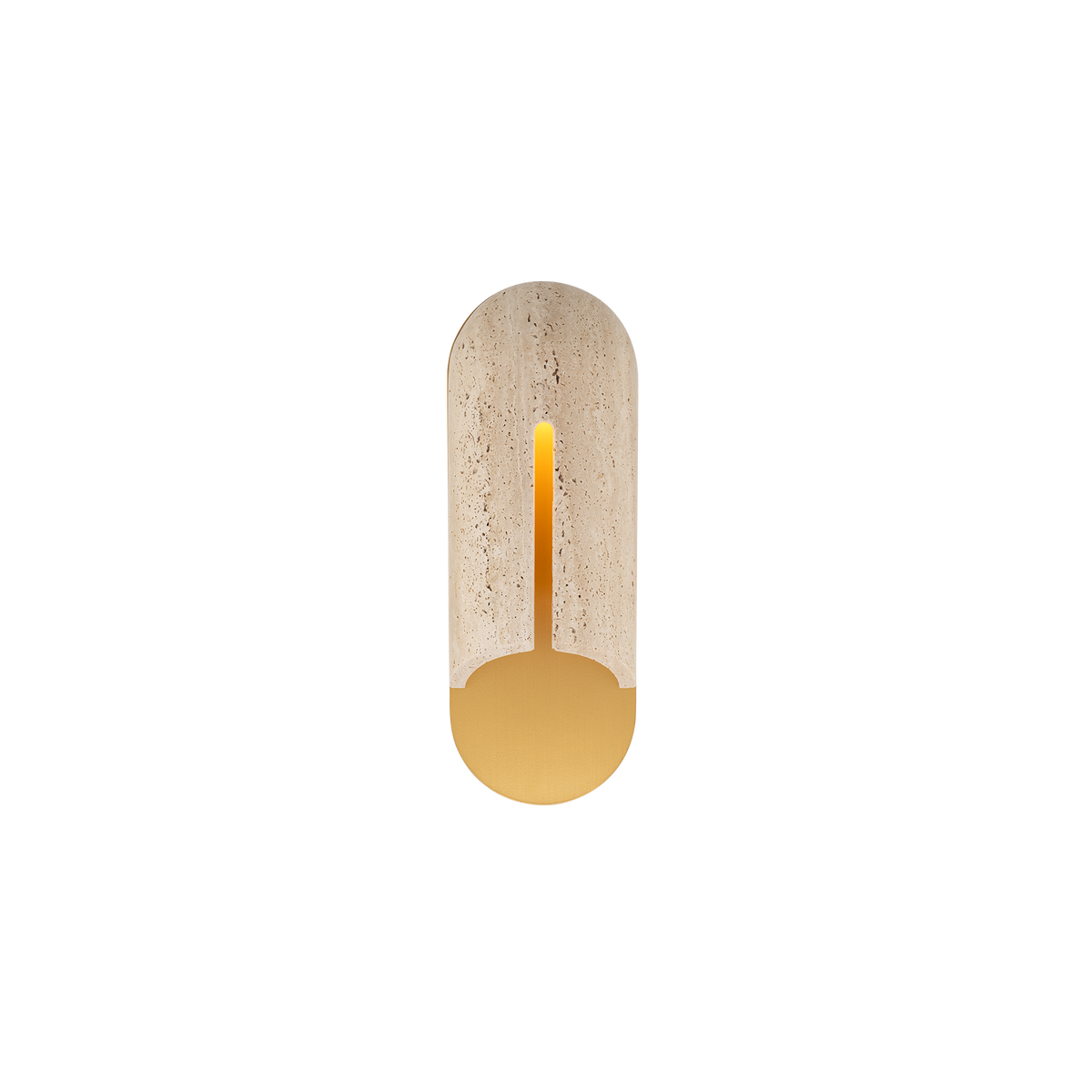 Clog Outdoor Sconce 16in Beige Travertine/Aged Brass