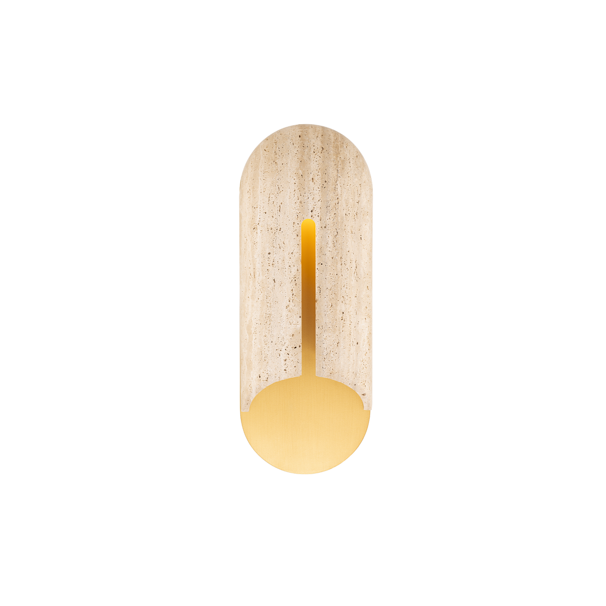 Clog Outdoor Sconce 22in Beige Travertine/Aged Brass
