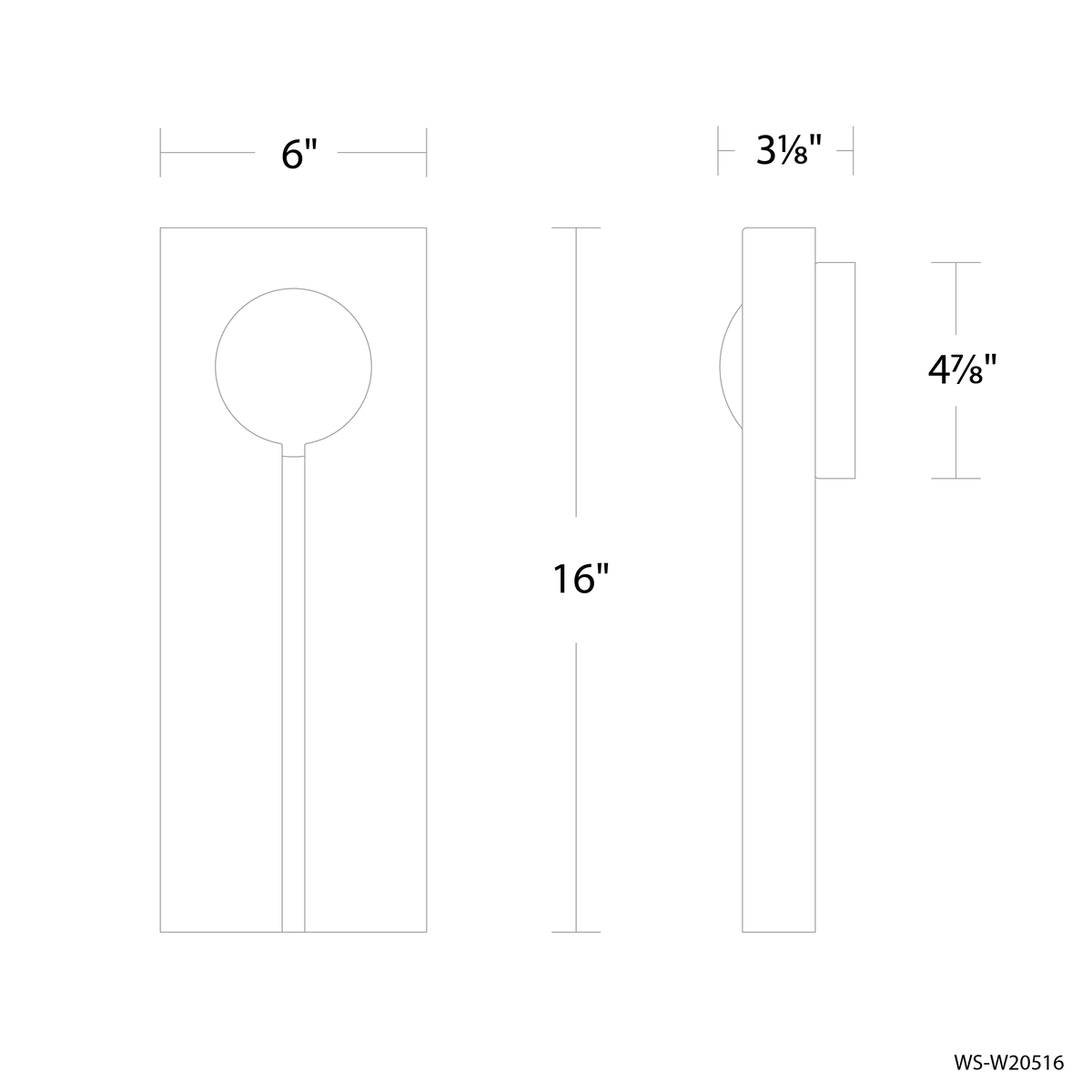 Keyhole Outdoor Sconce 16in dimensions
